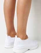  Pantofi Sport Albi Plati cu Partea Superioară Elastică Sub Gleznă Atale