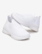  Pantofi Sport Albi Plati cu Partea Superioară Elastică Sub Gleznă Atale