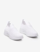  Pantofi Sport Albi slip-on cu talpă tip pană cu perforații Mellarina
