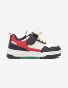  Pantofi sport bej-bleumarin tip sneakers cu talpă plată embosată decorați cu perforații Inalen