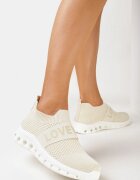  Pantofi Sport Bej cu Căpută Tip Șosetă și Inscripție Thirllas