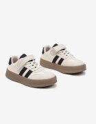  Pantofi Sport Bej cu Negru Sneakers Tenisi cu Branț din Piele și Curele Felresil