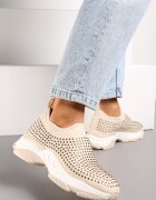  Pantofi Sport Bej cu Strasuri pe Talpă Groasă Coneta