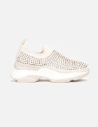  Pantofi Sport Bej cu Strasuri pe Talpă Groasă Coneta