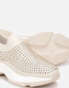  Pantofi Sport Bej cu Strasuri pe Talpă Groasă Coneta
