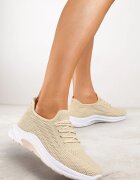  Pantofi Sport Bej din Plasă Decorați cu Șiret Salmerus