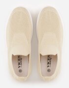  Pantofi sport bej slip-on cu talpă compensată cu perforații Mellarina