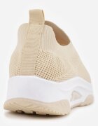  Pantofi sport bej slip-on cu talpă compensată cu perforații Mellarina