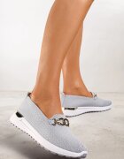  Pantofi sport Gri cu carâmb elastic și cataramă Vaiara