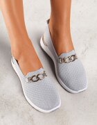  Pantofi sport Gri cu carâmb elastic și cataramă Vaiara