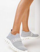  Pantofi sport Gri cu Parte Superioară Tip Șosetă și cu Textul Thirllas