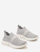  Pantofi sport Gri cu Parte Superioară Tip Șosetă și cu Textul Thirllas