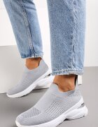  Pantofi Sport Gri pe Talpă Groasă cu Partea Superioară Elastică Tyla