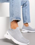  Pantofi Sport Gri pe Talpă Groasă cu Partea Superioară Elastică Tyla