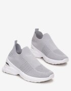  Pantofi Sport Gri pe Talpă Groasă cu Partea Superioară Elastică Tyla