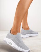  Pantofi Sport Gri Slip-on cu Pană cu Perforații Mellarina
