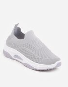  Pantofi Sport Gri Slip-on cu Pană cu Perforații Mellarina
