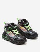  Pantofi sport negri plați Sneakers cu model geometric și LED-uri Temiana