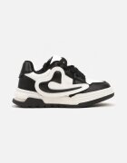  Pantofi Sport Negri Sneakers cu Branț din Piele și Aplicație Decorativă Rinnaisa
