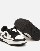  Pantofi Sport Negri Sneakers cu Branț din Piele și Aplicație Decorativă Rinnaisa