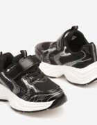  Pantofi Sport Negri Sneakers cu Scai și Inserții din Plasă Benirla