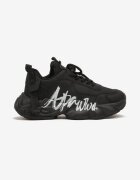  Pantofi Sport Negri Sneakersy pe Talpă Groasă Ambosată Decorați cu Inscripția Celestira