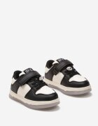  Pantofi Sport Negru-Bej cu Talpă Luminoasă cu Închidere Velcro și Branț din Piele Coena