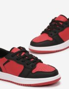  Pantofi Sport Negru-Roșu cu șireturi cu talpă plată și închidere cu scai suplimentară Babes