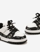  Pantofi Sport Negru și Alb cu Talpă Groasă cu Scai și Șireturi Eilani