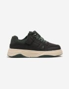  Pantofi Sport Negru-Verde Sneakers cu Branț din Piele Naturală Vailanne