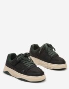  Pantofi Sport Negru-Verde Sneakers cu Branț din Piele Naturală Vailanne