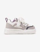  Pantofi sport plati Alb-violet Sneakersy cu perforații și branț din piele Mareria