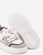  Pantofi sport plati Alb-violet Sneakersy cu perforații și branț din piele Mareria
