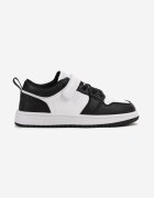  Pantofi sport plati negru-alb închiși cu scai și cu șireturi Haelia