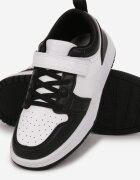  Pantofi sport plati negru-alb închiși cu scai și cu șireturi Haelia