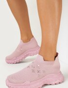  Pantofi sport Roz slip-on cu zirconii cu talpă groasă Adisyna