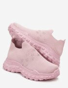  Pantofi sport Roz slip-on cu zirconii cu talpă groasă Adisyna