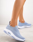  Pantofi sport slip-on albaștri cu talpă compensată cu perforații Mellarina
