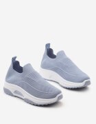  Pantofi sport slip-on albaștri cu talpă compensată cu perforații Mellarina