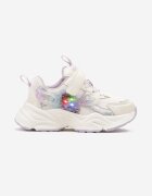  Pantofi sport sneakers mov-albi cu aplicație strălucitoare cu sclipici și curea cu scai Eniuma