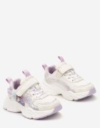  Pantofi sport sneakers mov-albi cu aplicație strălucitoare cu sclipici și curea cu scai Eniuma