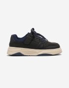  Pantofi Sport Sneakers Negru-Bleumarin cu Branț din Piele Naturală Vailanne