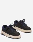  Pantofi Sport Sneakers Negru-Bleumarin cu Branț din Piele Naturală Vailanne