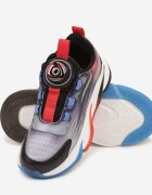  Pantofi Sport Sneakerși Negri-Roșii Plati cu Talpă Decorativă Rulagia