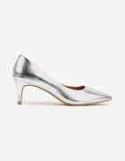  Pantofi stiletto Argintii Clasici cu Branț din Piele Florinara