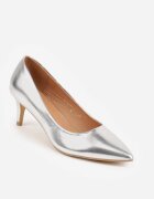  Pantofi stiletto Argintii Clasici cu Branț din Piele Florinara