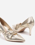  Pantofi stiletto Aurii cu toc cui cu catarame decorative Nelabira