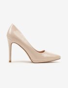  Pantofi stiletto bej din piele ecologică lăcuită cu toc înalt Anesara