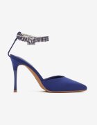  Pantofi stiletto bleumarin cu baretă bijuterie în jurul gleznei Elwinna