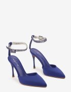  Pantofi stiletto bleumarin cu baretă bijuterie în jurul gleznei Elwinna